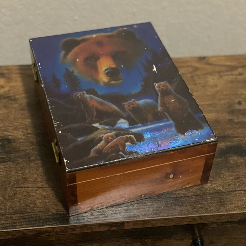 Vintage Brown Bear Metalic Colored Trinket box